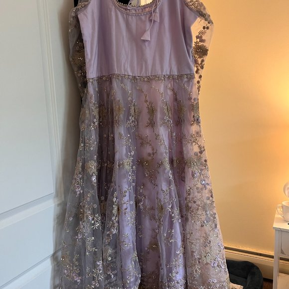 Dusty Purple Net Anarkali - Picture 5 of 9